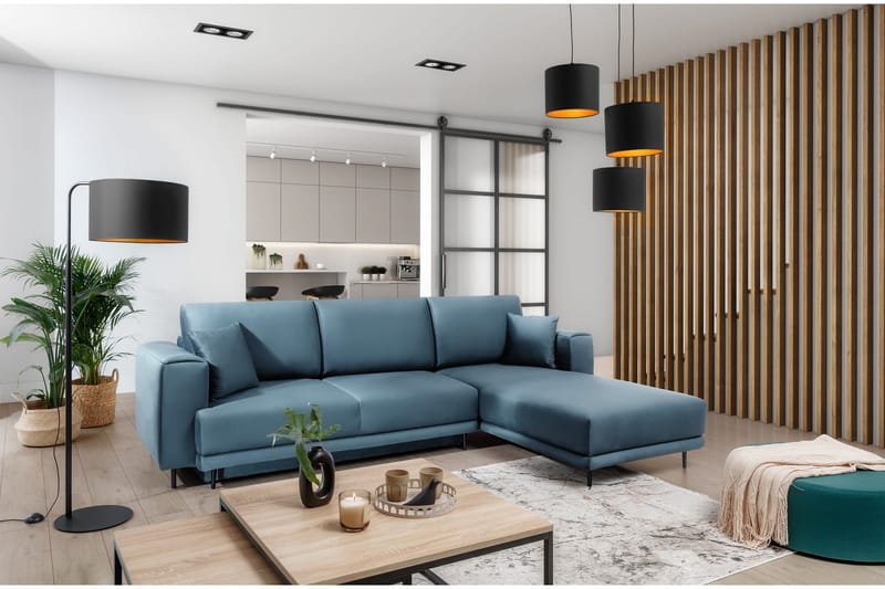 Hopland 3-personers Sovesofa med Divan og Opbevaring, Blå