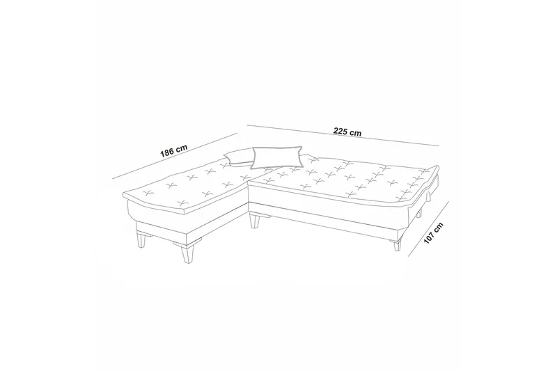 Hunterville 4-personers Venstrevendt L-formet Sovesofa 107x225 cm i Stof - Grå - Møbler - Sofaer - Sovesofaer