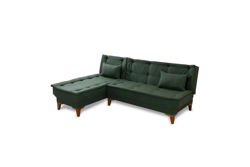 Hunterville 4-personers Venstrevendt L-formet Sovesofa 107x225 cm i Stof, Grøn