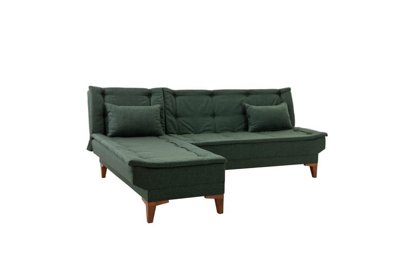 Hunterville 4-personers Venstrevendt L-formet Sovesofa 107x225 cm i Stof - Grøn - Møbler - Sofaer - Sovesofaer