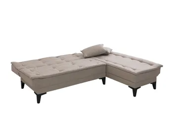 Hunterville 4-personers Højre L-formet Sovesofa 107x225 cm i Stof - Beige - Møbler - Sofaer - Sovesofaer