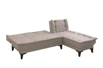 Hunterville 4-personers Højre L-formet Sovesofa 107x225 cm i Stof - Beige - Møbler - Sofaer - Sovesofaer