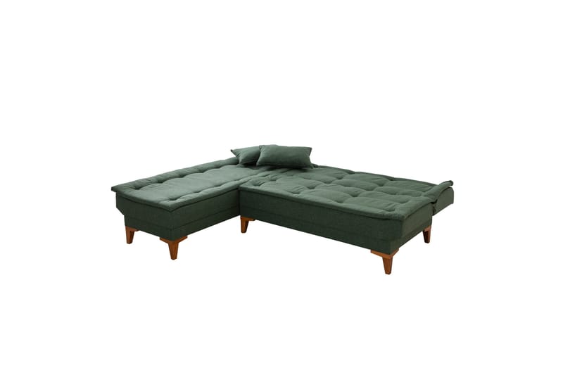 Hunterville 4-personers Venstrevendt L-formet Sovesofa 107x225 cm i Stof - Grøn - Møbler - Sofaer - Sovesofaer