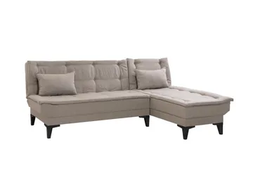 Hunterville 4-personers Højre L-formet Sovesofa 107x225 cm i Stof - Beige - Møbler - Sofaer - Sovesofaer