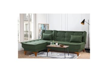 Hunterville 4-personers Venstrevendt L-formet Sovesofa 107x225 cm i Stof - Grøn - Møbler - Sofaer - Sovesofaer