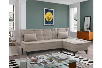 Hunterville 4-personers Højre L-formet Sovesofa 107x225 cm i Stof - Beige - Møbler - Sofaer - Sovesofaer