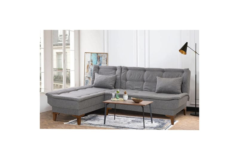 Hunterville 4-personers Venstrevendt L-formet Sovesofa 107x225 cm i Stof - Grå - Møbler - Sofaer - Sovesofaer