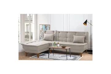 Hunterville 4-personers Venstrevendt L-formet Sovesofa 107x225 cm i Stof - Beige - Møbler - Sofaer - Sovesofaer