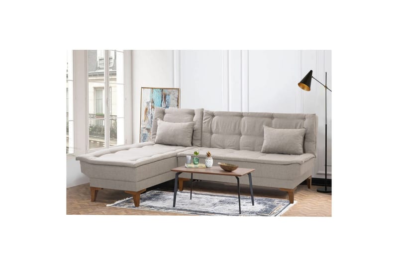 Hunterville 4-personers Venstrevendt L-formet Sovesofa 107x225 cm i Stof - Beige - Møbler - Sofaer - Sovesofaer