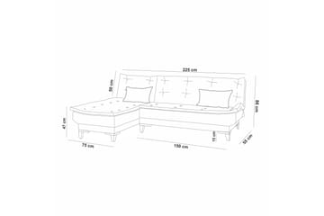 Hunterville 4-personers Venstrevendt L-formet Sovesofa 107x225 cm i Stof - Grå - Møbler - Sofaer - Sovesofaer