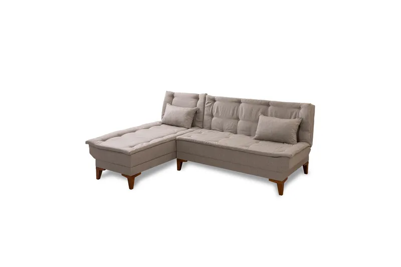 Hunterville 4-personers Venstrevendt L-formet Sovesofa 107x225 cm i Stof, Beige