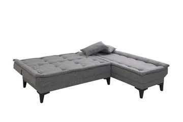 Hunterville Højre L-formet 4-sæders Sovesofa med Langsgående Liggeflade 107x225 cm i Stof - Grå - Møbler - Sofaer - Sovesofaer