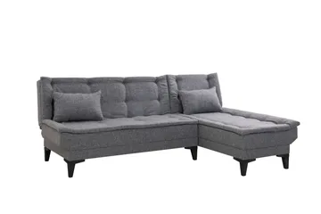 Hunterville Højre L-formet 4-sæders Sovesofa med Langsgående Liggeflade 107x225 cm i Stof - Grå - Møbler - Sofaer - Sovesofaer