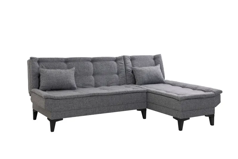 Hunterville Højre L-formet 4-sæders Sovesofa med Langsgående Liggeflade 107x225 cm i Stof, Grå