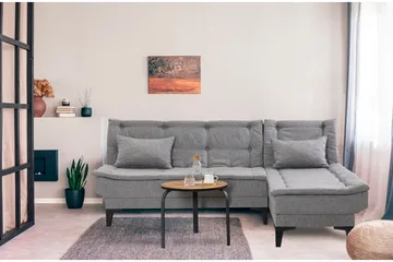 Hunterville Højre L-formet Sovesofa 107x225 cm i Stof - Grå - Møbler - Sofaer - Sovesofaer