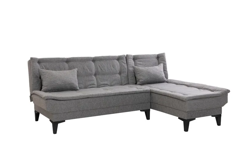 Hunterville Højre L-formet Sovesofa 107x225 cm i Stof, Grå