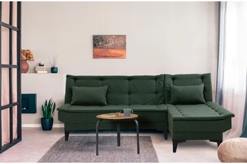 Hunterville Højre L-formet Sovesofa 107x225 cm i Stof - Grøn - Møbler - Sofaer - Sovesofaer