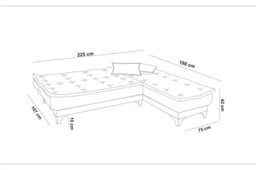 Hunterville Højre L-formet Sovesofa 107x225 cm i Stof - Grøn - Møbler - Sofaer - Sovesofaer