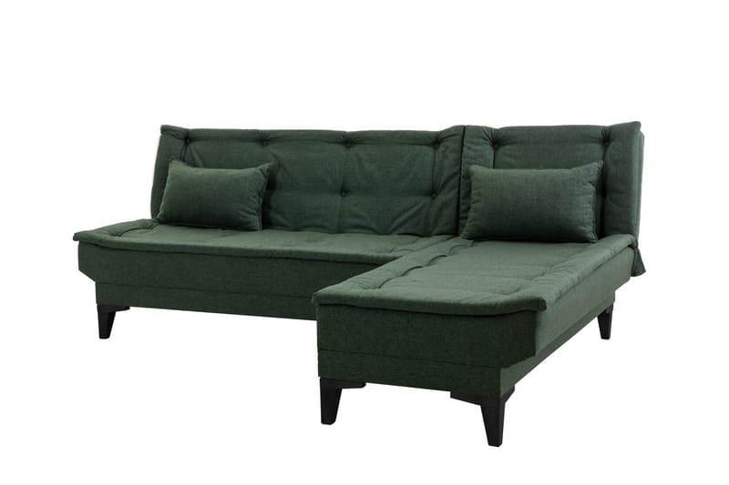 Hunterville Højre L-formet Sovesofa 107x225 cm i Stof - Grøn - Møbler - Sofaer - Sovesofaer