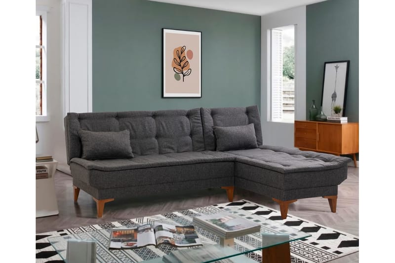 Hunterville Sovesofa m. Chaiselong 4-Pers. 107x205 - Antracit - Møbler - Sofaer - Sovesofaer