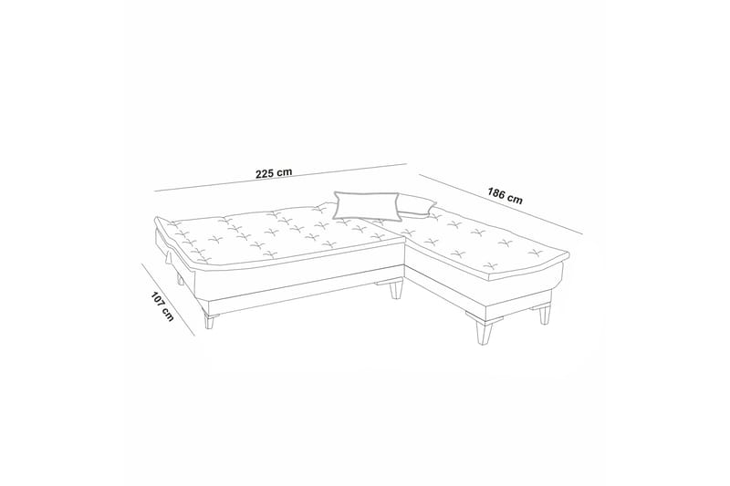 Hunterville Sovesofa m. Chaiselong 4-Pers. 107x205 - Mørkegrå - Sovesofaer - Sovesofa chaiselong