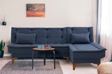 Hunterville Sovesofa m. Chaiselong 4-Pers. 107x205 - Mørkeblå - Møbler - Sofaer - Sovesofaer