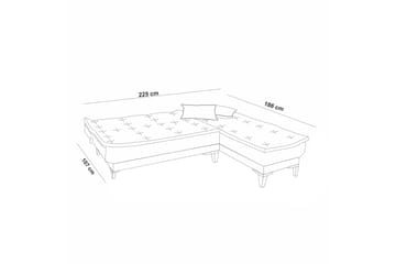 Hunterville Sovesofa m. Chaiselong 4-Pers. 107x205 - Mørkeblå - Møbler - Sofaer - Sovesofaer