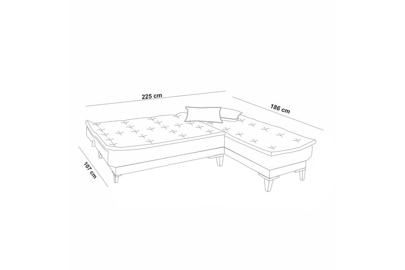 Hunterville Sovesofa m. Chaiselong 4-Pers. 107x205 - Mørkeblå - Møbler - Sofaer - Sovesofaer