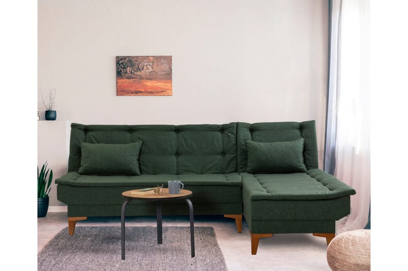 Hunterville Sovesofa m. Chaiselong 4-Pers. 107x205 - Grøn - Møbler - Sofaer - Sovesofaer