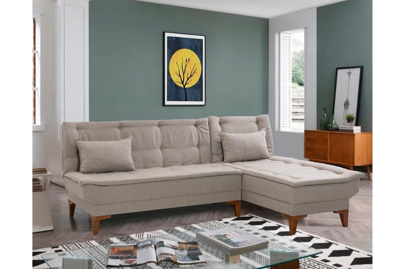 Hunterville Sovesofa m. Chaiselong 4-Pers. 107x205 - Cream - Møbler - Sofaer - Sovesofaer