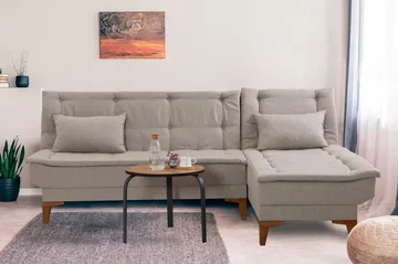 Hunterville Sovesofa m. Chaiselong 4-Pers. 107x205 - Cream - Møbler - Sofaer - Sovesofaer