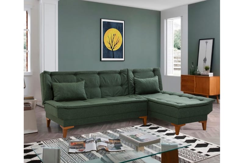 Hunterville Sovesofa m. Chaiselong 4-Pers. 107x205 - Grøn - Møbler - Sofaer - Sovesofaer