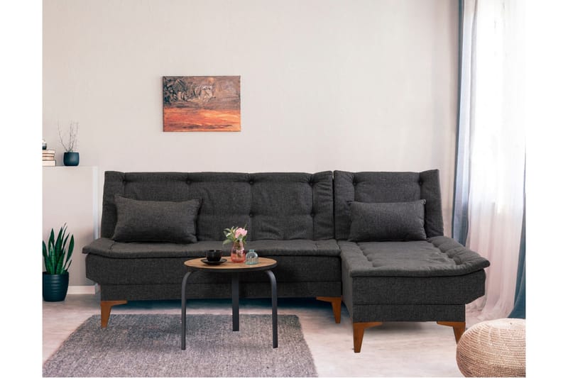 Hunterville Sovesofa m. Chaiselong 4-Pers. 107x205 - Antracit - Møbler - Sofaer - Sovesofaer