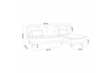 Hunterville Sovesofa m. Chaiselong 4-Pers. 107x205 - Cream - Møbler - Sofaer - Sovesofaer