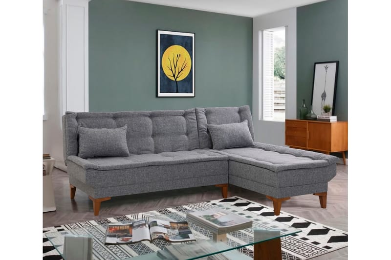 Hunterville Sovesofa m. Chaiselong 4-Pers. 107x205 - Mørkegrå - Møbler - Sofaer - Sovesofaer