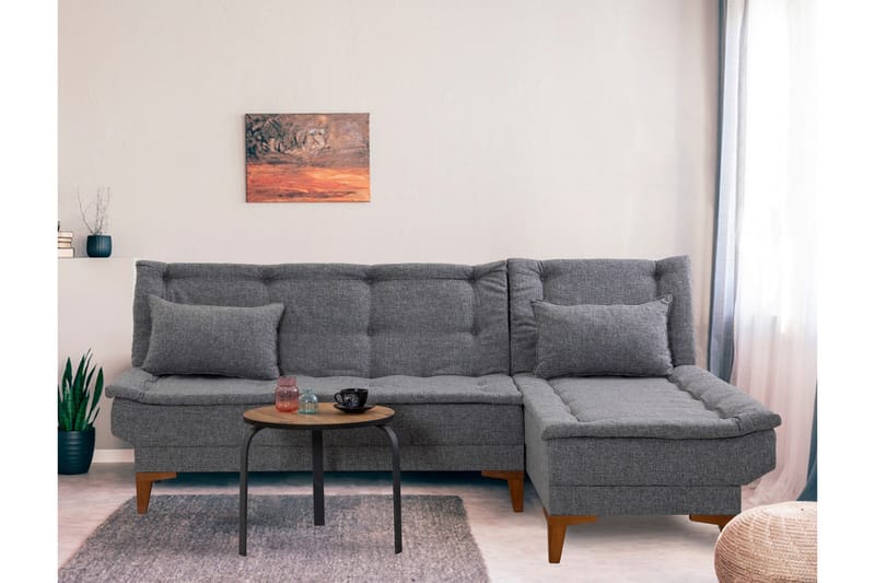 Hunterville Sovesofa m. Chaiselong 4-Pers. 107x205 - Mørkegrå - Møbler - Sofaer - Sovesofaer