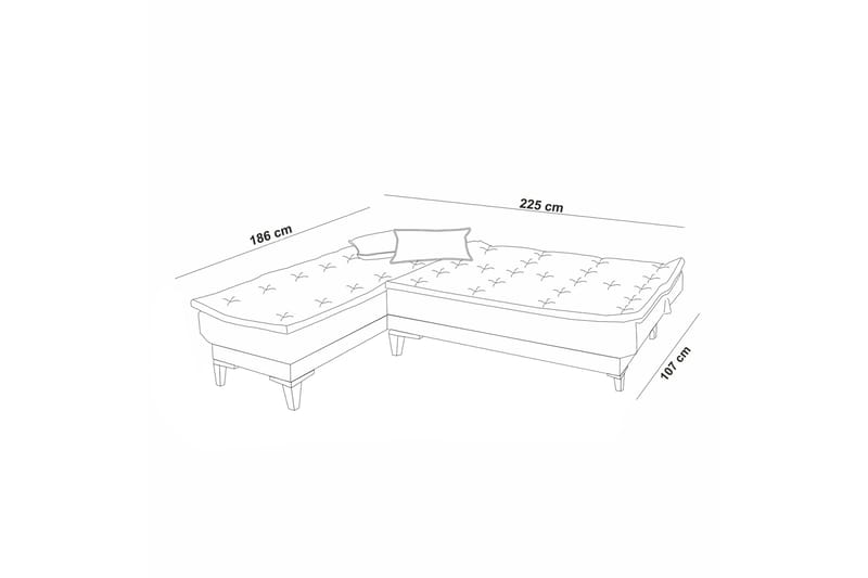 Hunterville Sovesofa med Chaiselong 4-personers - Mørkegrå - Møbler - Sofaer - Sovesofaer
