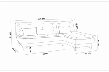 Hunterville Sovesofa med Chaiselong 4-personers - Marineblå - Møbler - Sofaer - Sovesofaer
