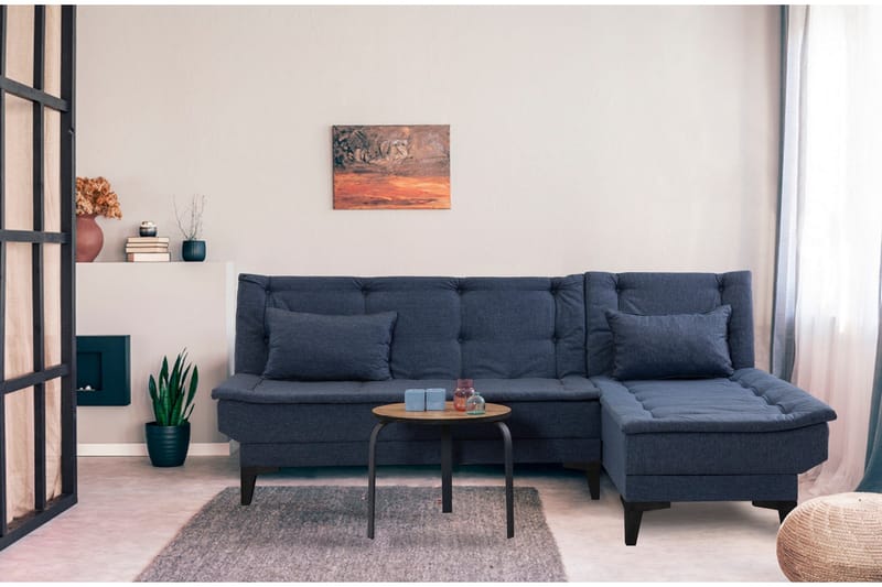 Hunterville Sovesofa med Chaiselong 4-personers - Marineblå - Møbler - Sofaer - Sovesofaer