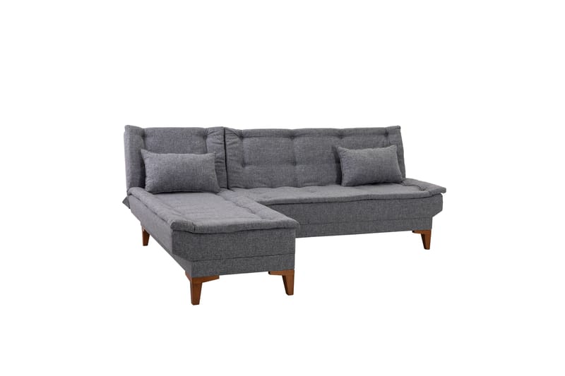 Hunterville Venstre L-formet Sovesofa 107x225 cm i Stof - Grå - Møbler - Sofaer - Sovesofaer