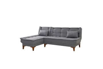 Hunterville Venstre L-formet Sovesofa 107x225 cm i Stof - Grå - Møbler - Sofaer - Sovesofaer