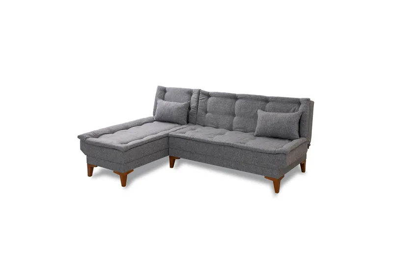 Hunterville Venstre L-formet Sovesofa 107x225 cm i Stof, Grå