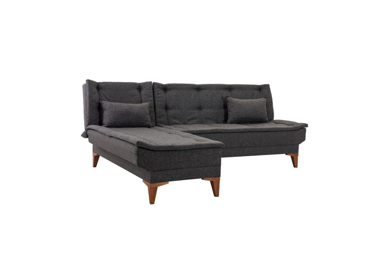 Hunterville Venstrevendt L-formet Sovesofa 107x225 cm i Stof - Antracit - Møbler - Sofaer - Sovesofaer
