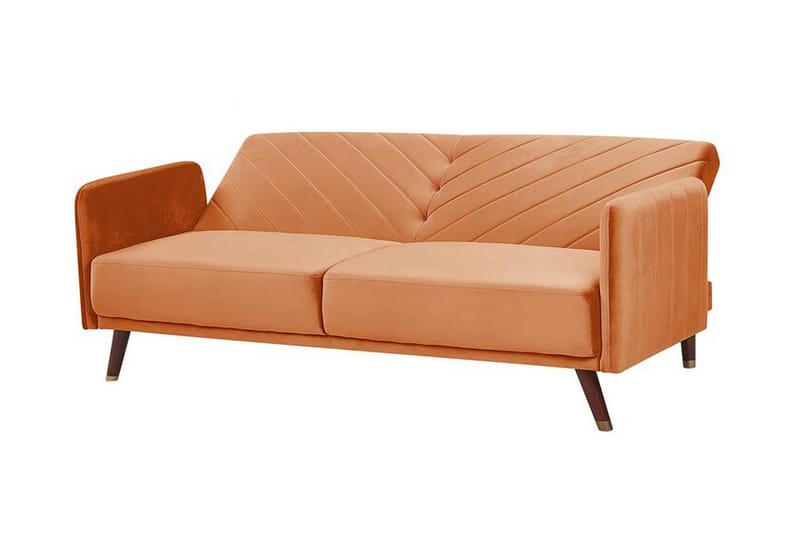 Induja 3-Pers. Sovesofa - Velour/Orange - Møbler - Sofaer - Sovesofaer