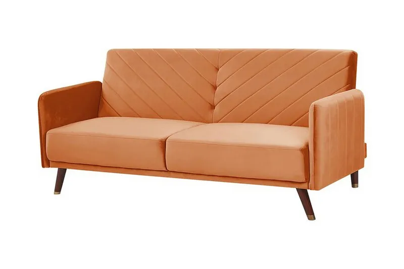 Induja 3-Pers. Sovesofa - Velour/Orange - Møbler - Sofaer - Sovesofaer