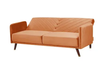 Induja 3-Pers. Sovesofa - Velour/Orange - Møbler - Sofaer - Sovesofaer