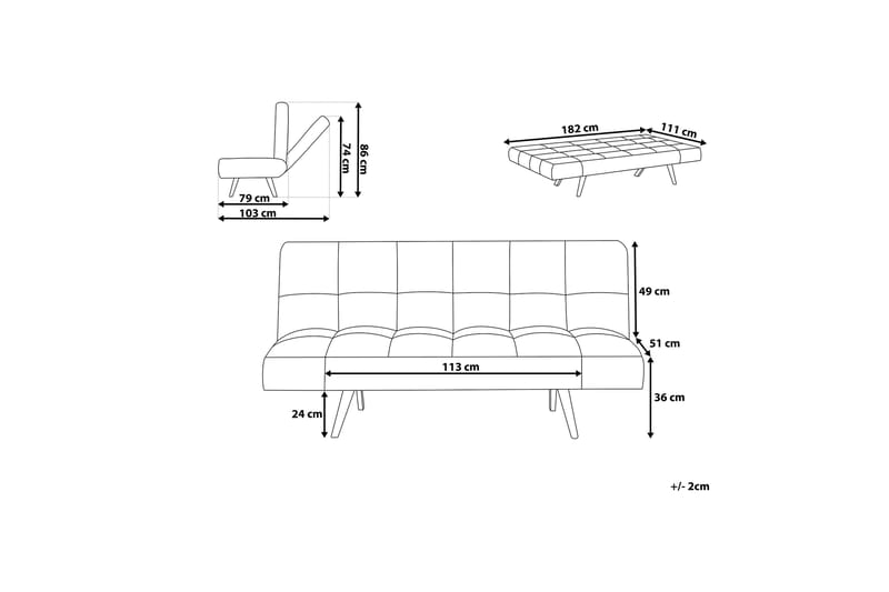 Ingaro sovesofa 182 cm - Flerfarvet - Møbler - Sofaer - Sovesofaer