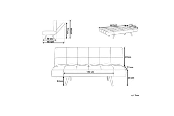 Ingaro sovesofa 182 cm - Grå - Møbler - Sofaer - Sovesofaer
