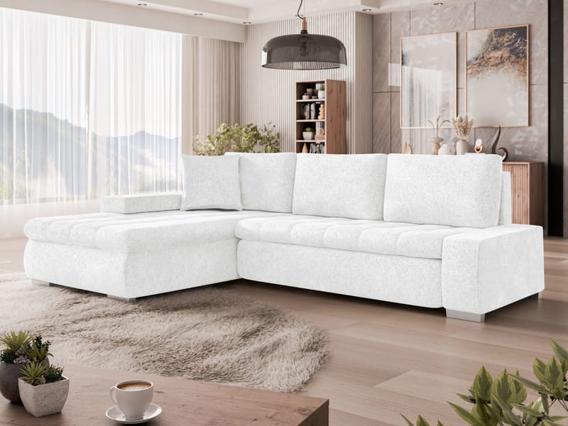 Irja 4-personers sovesofa med chaiselong, venstrevendt - Hvid - Møbler - Sofaer - Sovesofaer