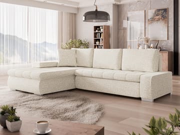Irja 4-personers sovesofa med chaiselong, venstrevendt - Lys beige - Møbler - Sofaer - Sovesofaer